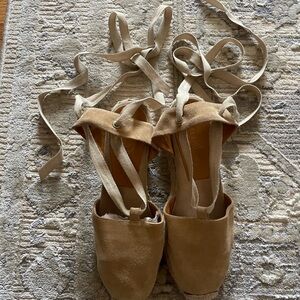 Ralph Lauren Tan Suede Lace-Up Espadrille Flats